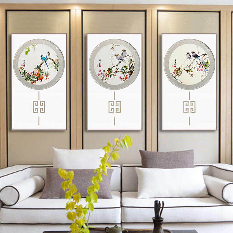 金吴针纯手工苏州刺绣画1-4苏绣成品挂画装饰玄关客厅颜伯龙花鸟