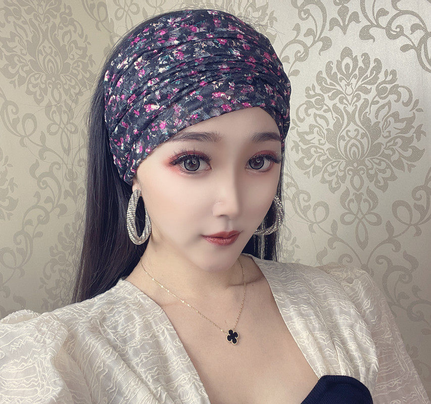 妖梦原创复古头巾帽女欧货蕾丝发带宽边遮盖白发抹额发箍脖套围巾