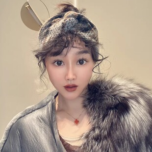 针织发带女日常外戴毛线发箍保暖宽边秋冬运动头带韩国潮交叉发饰