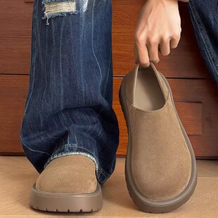 【原单货】厚底全包勃肯鞋棕色男士休闲一脚蹬懒人增高大头穆勒鞋