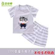 2019 mới cho trẻ em khóa vai phù hợp với đồ lót trẻ em Áo thun ngắn tay hai dây cotton cổ tròn mùa hè - Quần áo lót