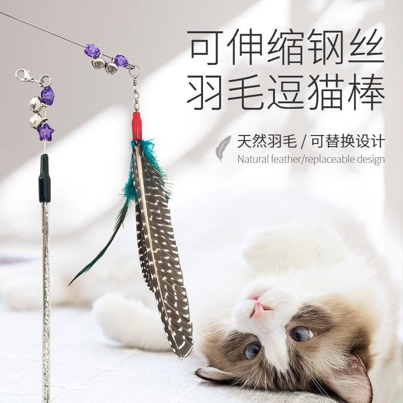 得酷钢丝羽毛逗猫棒长