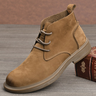 真皮高帮皮靴男款秋冬男士休闲马丁靴耐穿时尚青年军人专用鞋子潮