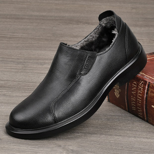 真皮牛皮棉鞋男士皮鞋商务结婚新郎西装面试男鞋秋冬软底轻便加绒