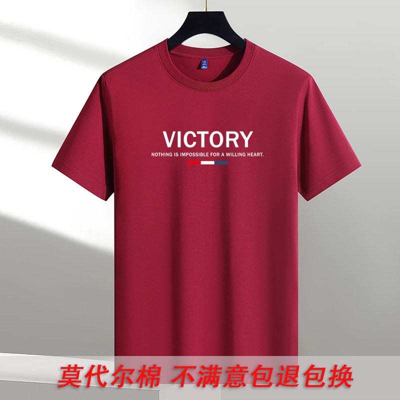 夏季莫代尔棉短袖t恤男装圆领休闲宽松上衣潮冰感青年半截袖汗衫