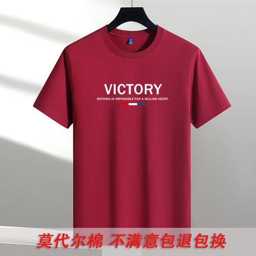 莫代尔棉短袖t恤男圆领休闲宽松