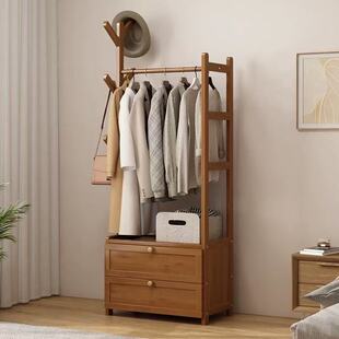 挂衣架落地式实木衣帽架卧室门后室内家用入户衣架收纳柜一体靠墙