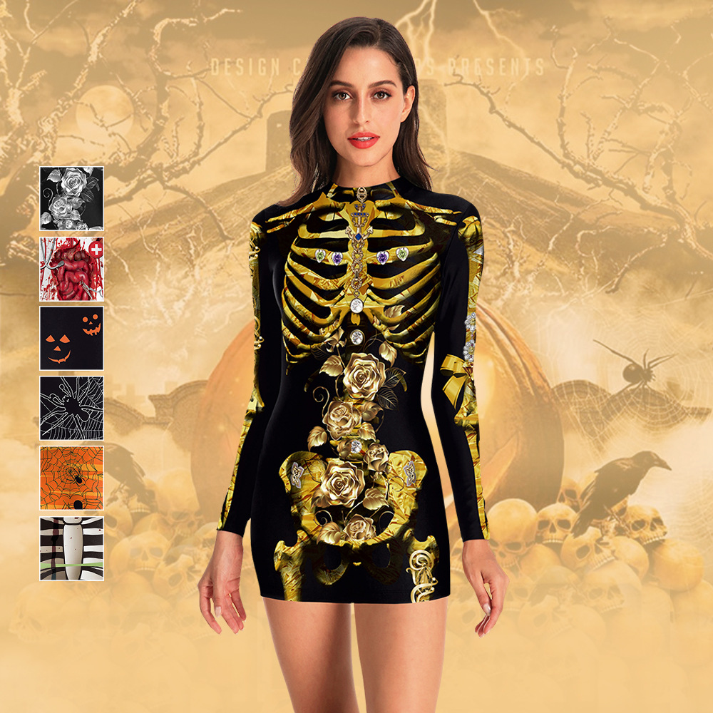 Halloween Tight Dress Party Long Sleeve Dresses ladies在类目 女装/女士精品, 半身裙中 - 来自Buy2taobao.com提供专业的淘宝代购服务