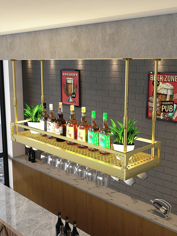 酒吧台吊杯架红酒杯架倒挂酒架酒柜置物架悬挂酒架收纳架高脚杯架