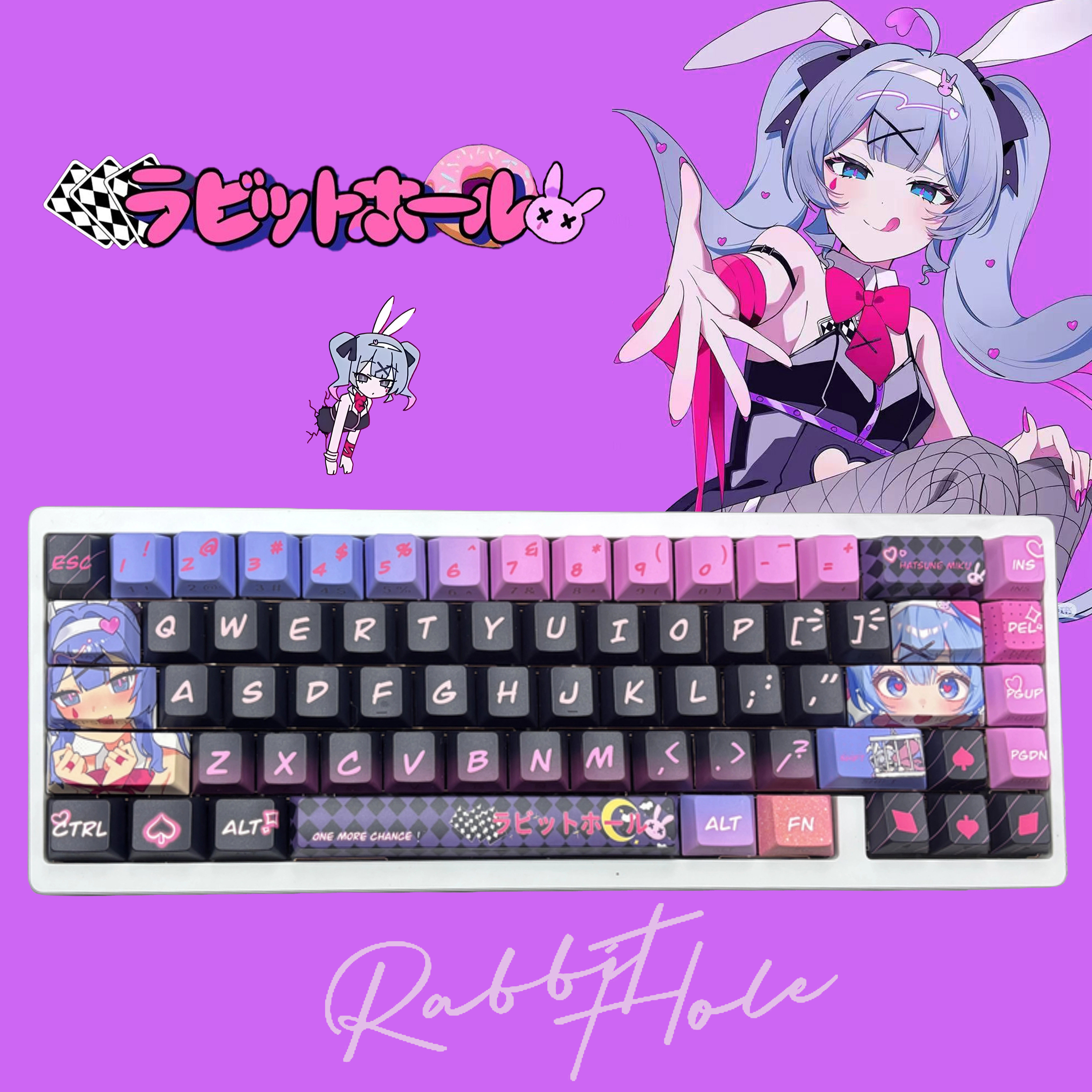 初音未来兔子洞键帽原厂侧刻透光键帽PBT适配60/68磁轴机械键盘,电脑硬件/显示器/电脑周边,键帽,淘宝优惠券,粉丝福利购,淘宝优惠卷