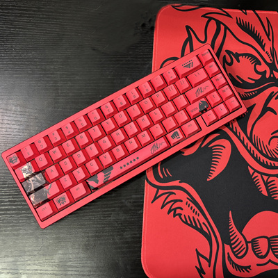 Faker大魔王侧透键帽原厂高度黑红配色五面热升华PBT材质LOL主题