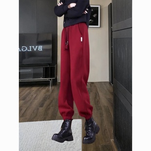 高腰显瘦休闲裤 2024秋冬新款 宽松哈伦裤 女束脚防风裤 加绒加厚卫裤