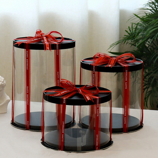 10寸 8寸 单层双层加高透明双面覆膜包装 盒子 蛋糕盒圆形 免邮 6寸