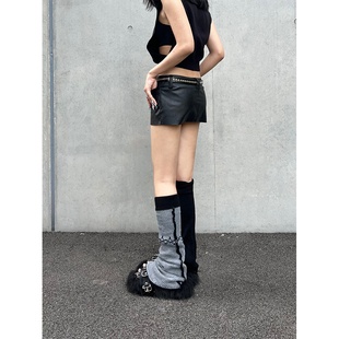 亚文化摇滚朋克风袜套黑色暗黑十字架腿套堆堆袜瘦腿塑型长筒袜女