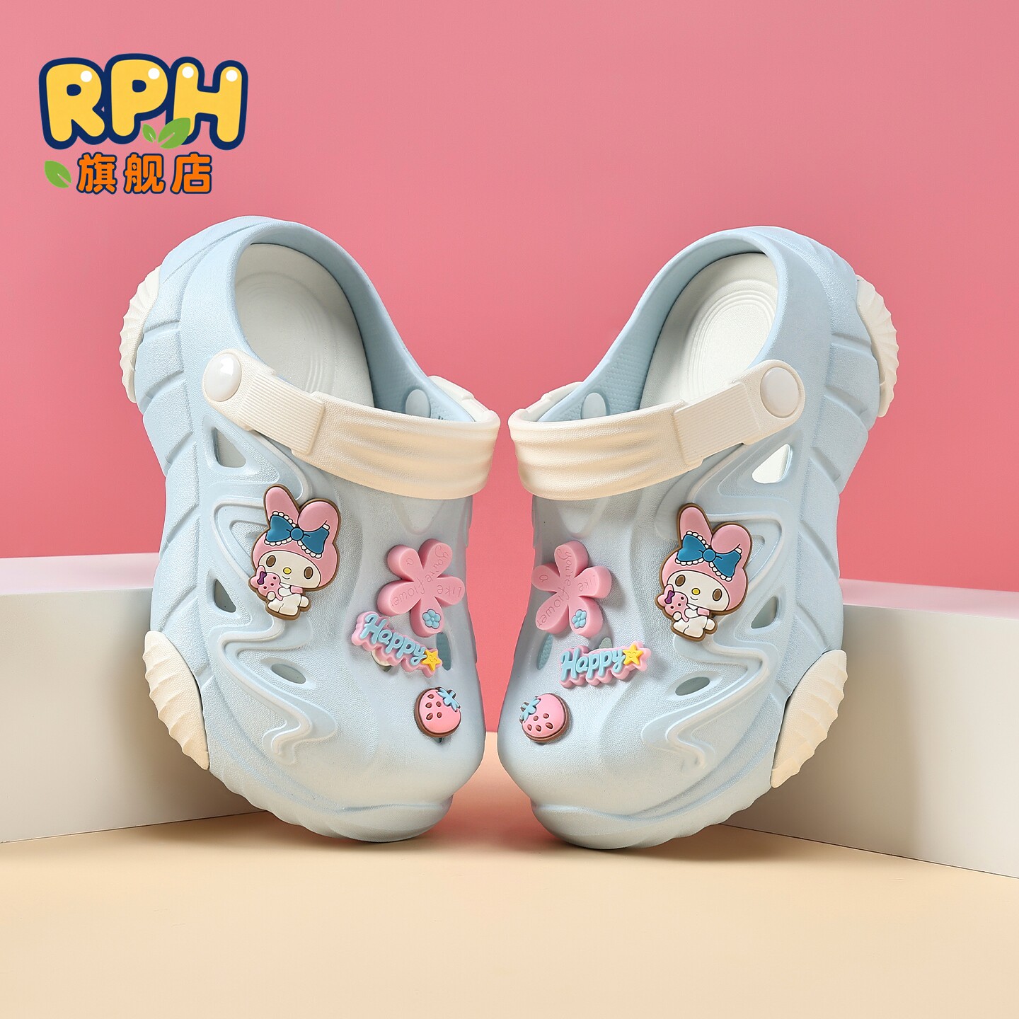 女童新款防滑透气外穿儿童洞洞鞋图片