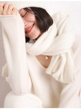 特价95%羊绒秋冬新款女装服饰简单平纹轻薄纯色外搭平面围巾披肩