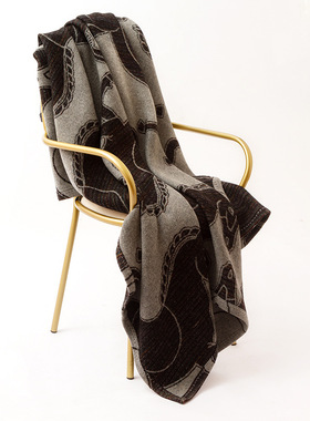 灰色提花新款内蒙古出口100%羊毛毯子办公居家加厚加沙发大披肩