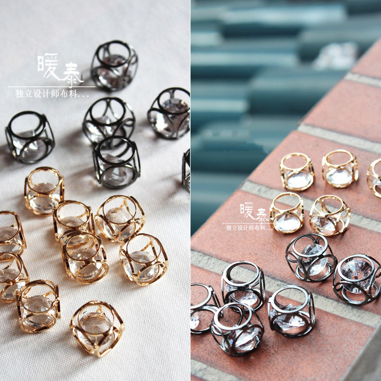 立体金属色沙漏多边形水钻挂件服装辅料配件设计手工材料创意饰品