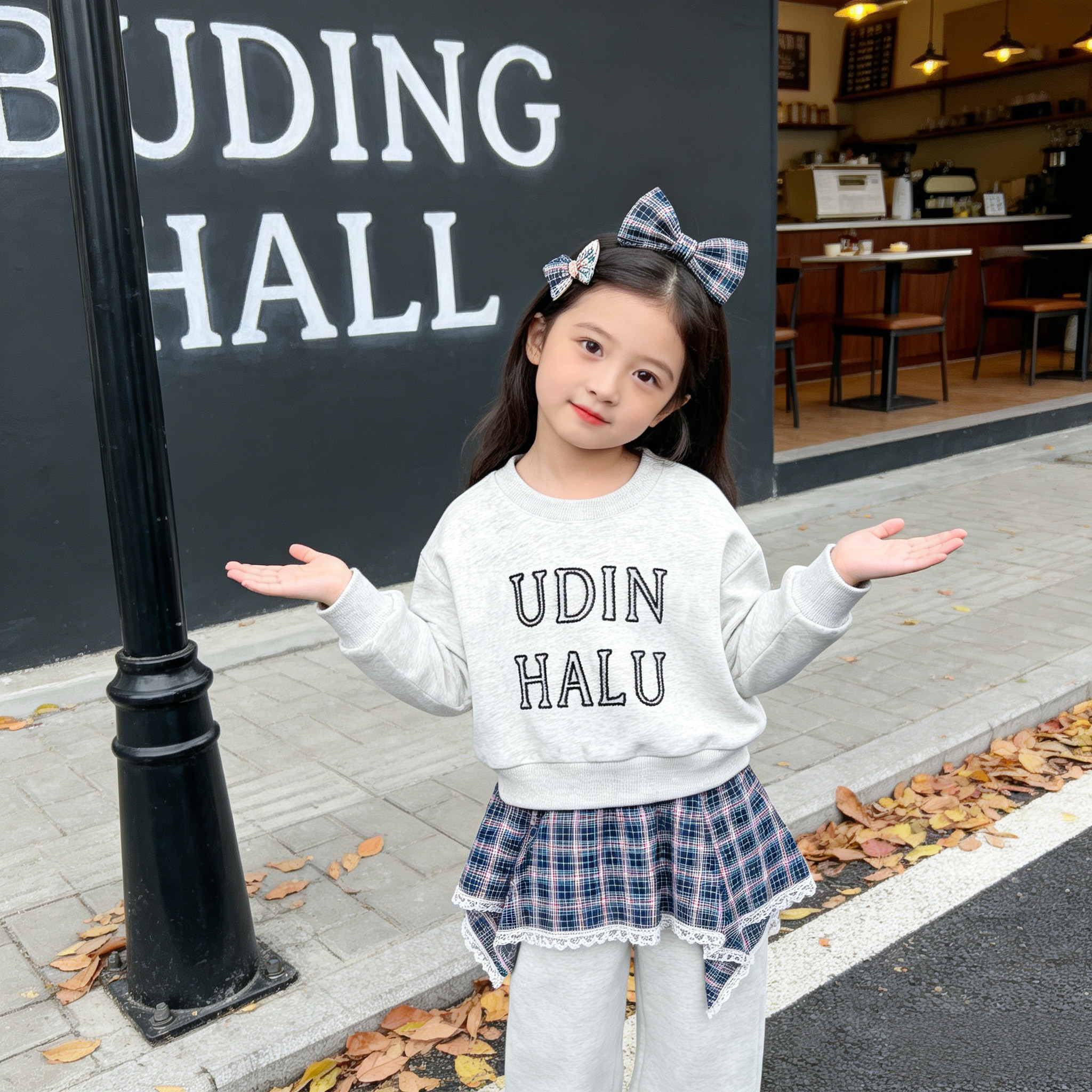 【星眠海盐】H2646女童春款屁帘裤春秋洋气两件套薄款卫衣套装