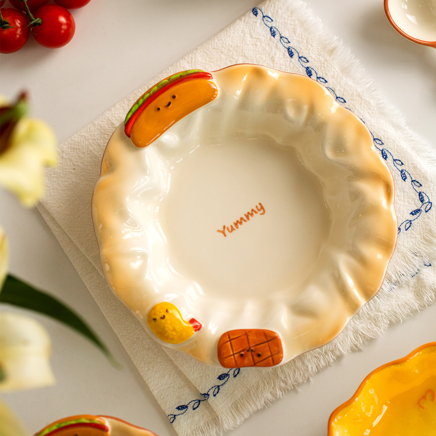 肆月陶瓷甜品盘儿童餐具盘