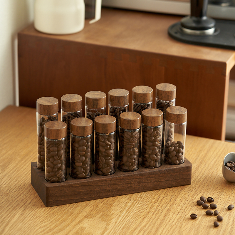 肆月咖啡豆分装试管玻璃展示架单管收纳保存咖啡工具密封罐闻香瓶