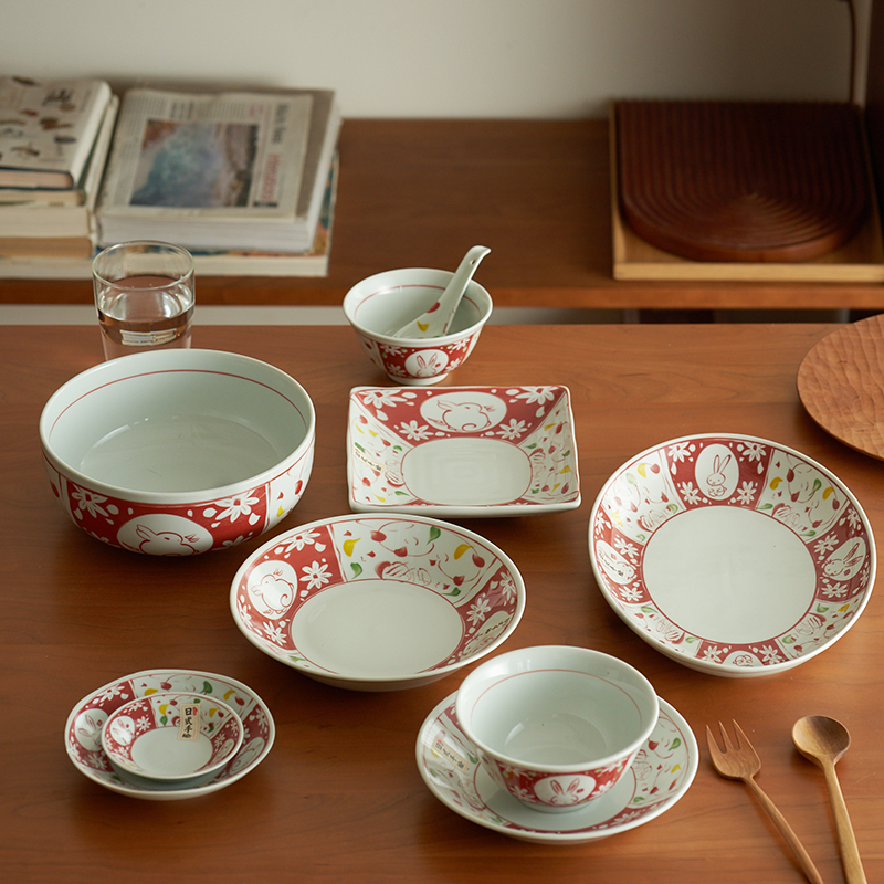 肆月可爱日式釉下彩陶瓷菜盘