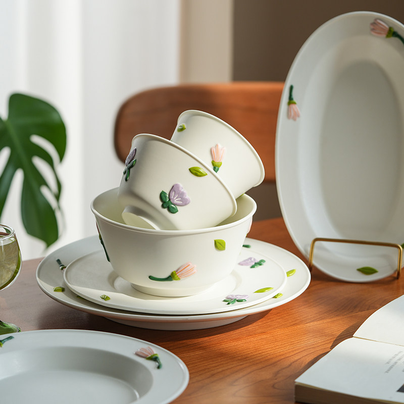 肆月家用碗釉下彩陶瓷米饭碗个人专用家庭餐具套装一人食汤面碗泡,餐饮具,碗,淘宝优惠券,粉丝福利购,淘宝优惠卷