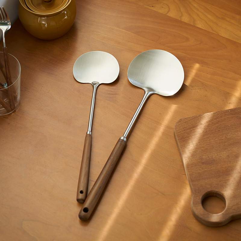 304不锈钢蘑菇锅铲耐高温木手柄