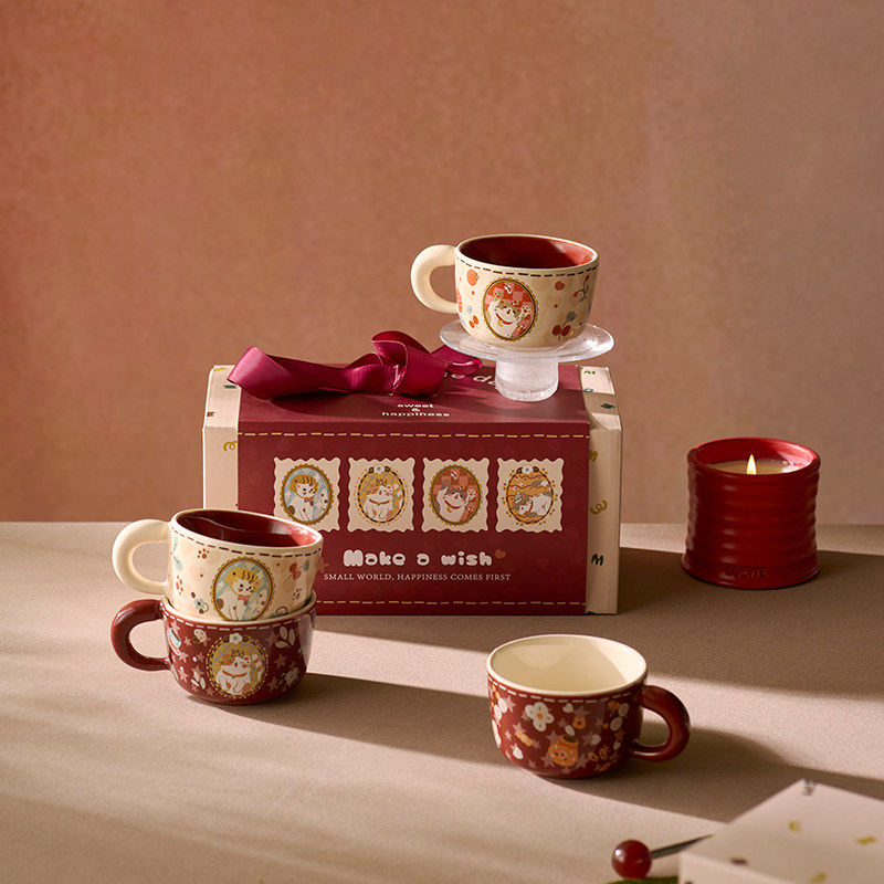 肆月马克杯礼盒可爱猫咪咖啡杯套装陶瓷餐具新婚礼物结婚伴手礼,餐饮具,马克杯,淘宝优惠券,粉丝福利购,淘宝优惠卷