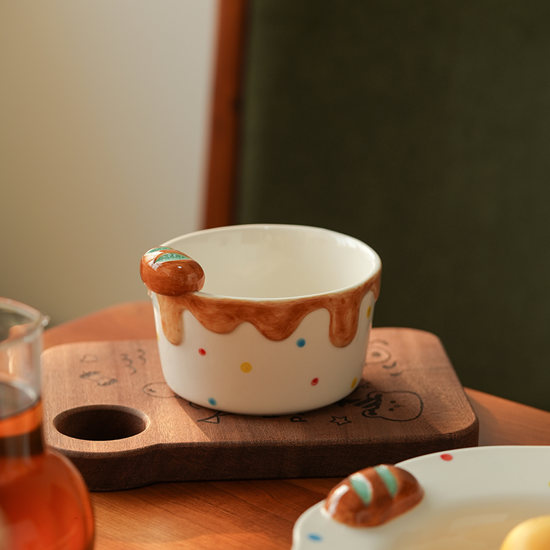 肆月小狗面包陶瓷碗家用釉下彩