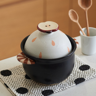 肆月苹果砂锅原创家用一人食煲仔饭煲汤燃气灶专用可爱迷你小砂锅