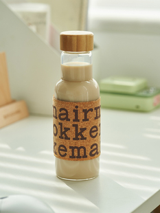 肆月喝水高硼硅玻璃杯女高颜值高温水杯夏季 防烫便携随行杯子复古