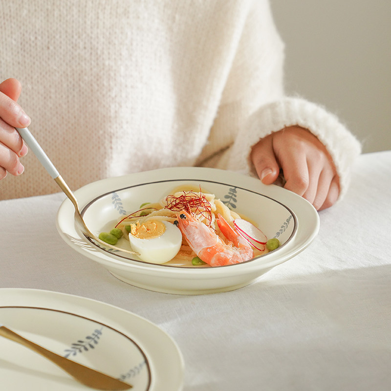 肆月简约菜盘陶瓷深盘精致盘子家用浅盘轻奢意面高级感盘碗碟套装,餐饮具,盘,淘宝优惠券,粉丝福利购,淘宝优惠卷