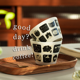 肆月本来不该有咖啡杯子陶瓷可爱设计感小众拿铁杯拉花杯猪口杯