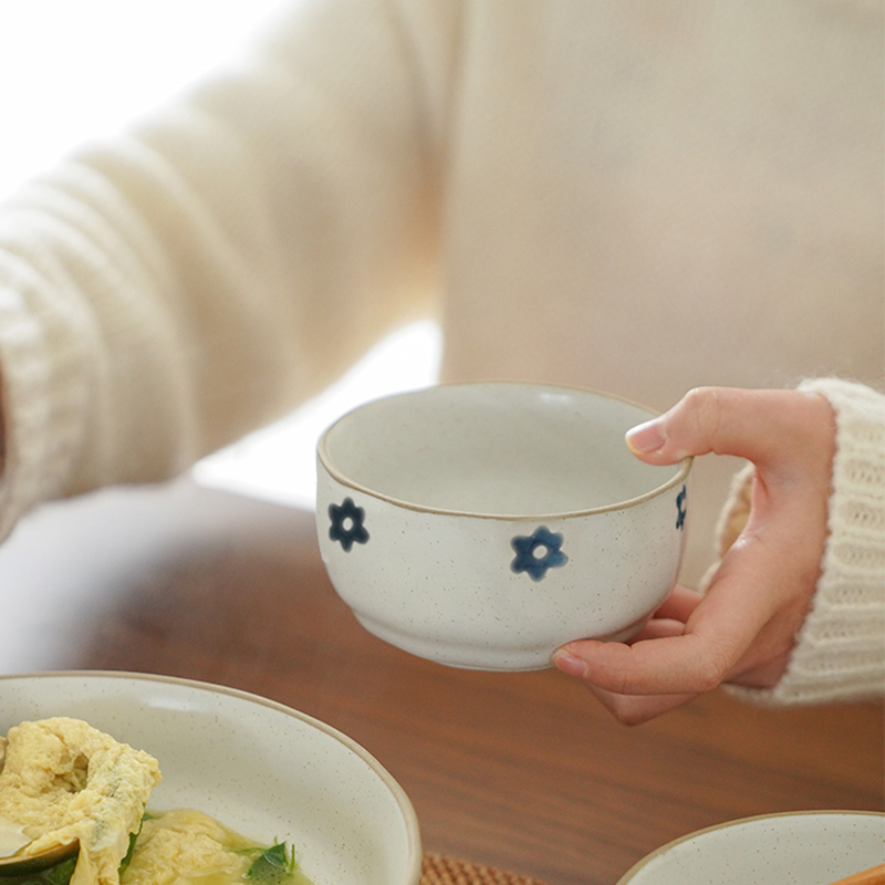 肆月家用日式碗米饭碗陶瓷碗简约餐具个人专用4.5寸小碗吃饭的碗