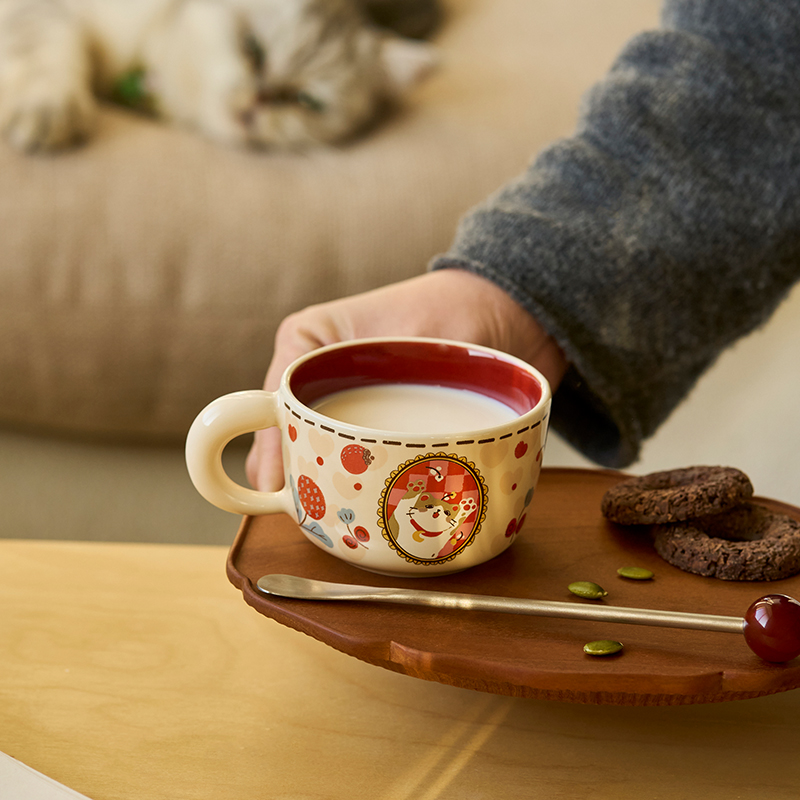 陶瓷小猫图案家用咖啡杯下午茶