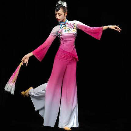 韩式风古典舞演出服女飘逸中国伞舞广场舞落花扇子舞现代秧歌舞蹈