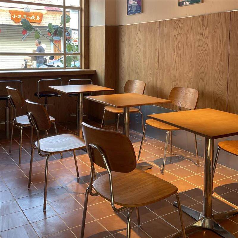 韩国中古风木质餐桌椅海洋板桌椅工业商用甜品店奶茶咖啡厅休闲店