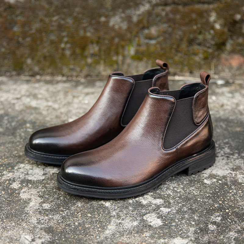 切尔西马丁靴男真皮高帮男士皮靴复古英伦风靴子男潮冬季保暖男靴