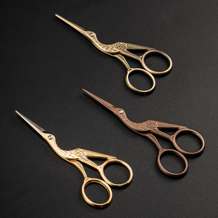 中式复古家用鹤形剪刀手工剪纸小号不锈钢茶叶袋包装茶剪茶具配件