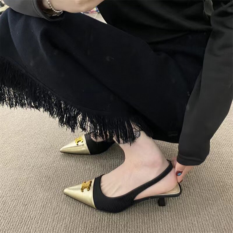 包头凉鞋女仙女风低跟后空高跟鞋