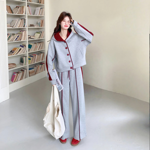 新款，撞色休闲ins风卫衣阔腿裤套装091A-2603p170k278图片