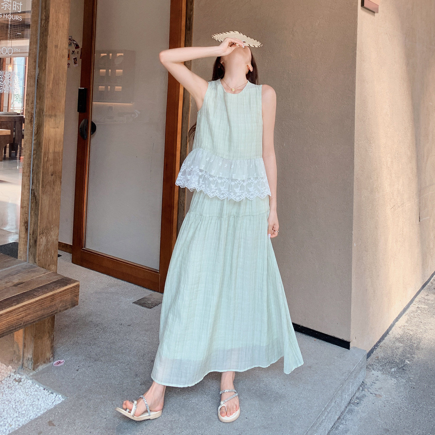 26夏新款，青花绿花边两件套091A-2608p160k258,女装西装,浙宝091A