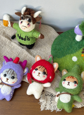 尼泊尔手工羊毛毡可爱猫咪钥匙扣