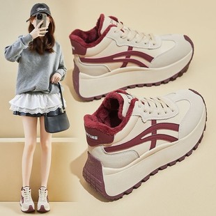 加绒高帮阿甘运动鞋女款2025秋冬季新款保暖二棉鞋防滑厚底老爹