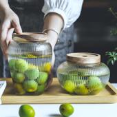 大号密封罐玻璃瓶加厚储物罐青梅杨梅泡酒罐食品级家用木盖收纳罐