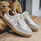 春秋季 板鞋 新款 男鞋 透气小白鞋 男士 真皮潮流百搭厚底休闲板鞋