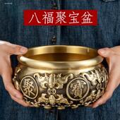 纯铜聚宝盆客厅玄关工艺品黄铜米缸狮头聚宝盆铜缸招财摆件存钱罐