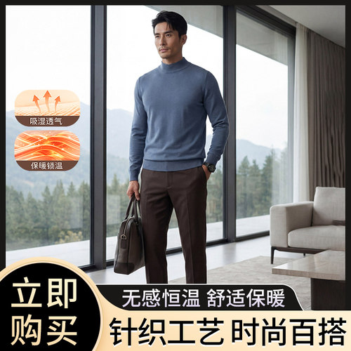 纯山羊绒衫男士半高领针织毛衣