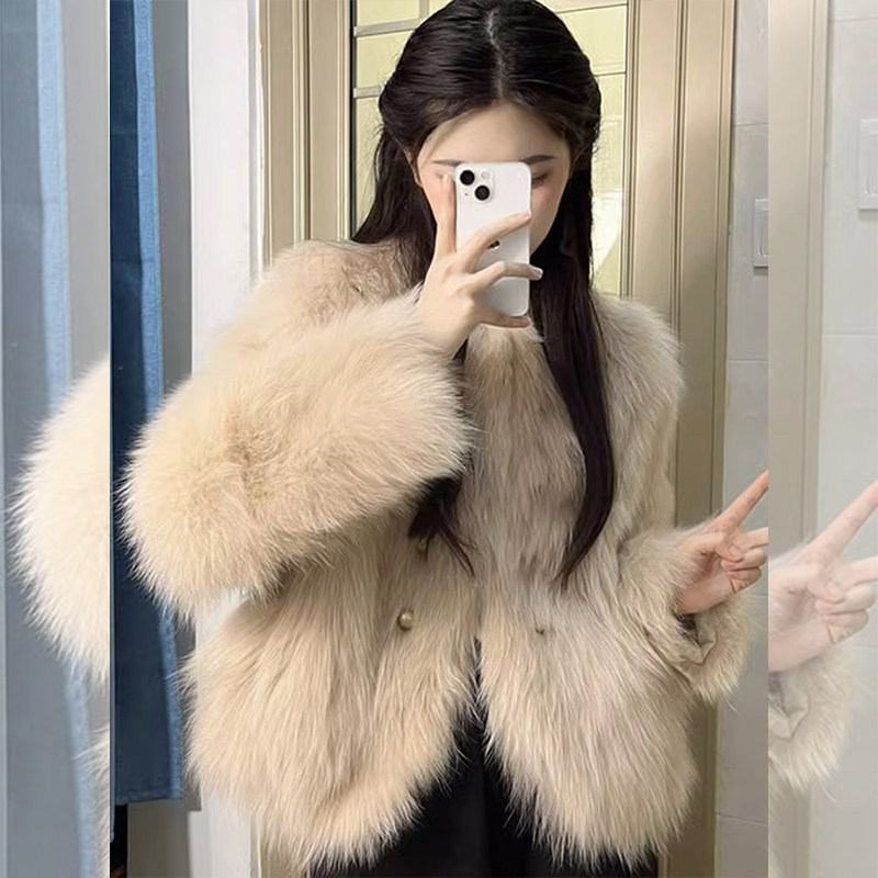 秋冬新款小香风短款外套女气质高级感皮毛一体毛毛绒环保皮草大衣,女装/女士精品,大码内搭,淘宝优惠券,粉丝福利购,淘宝优惠卷